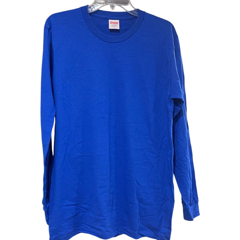 Supreme Blank Long Sleeve T-Shirt Men's Medium Royal Blue Plain Cotton Tee